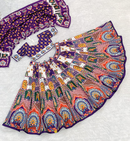 Purple Pure Heavy Silk Digital Printed Kid&