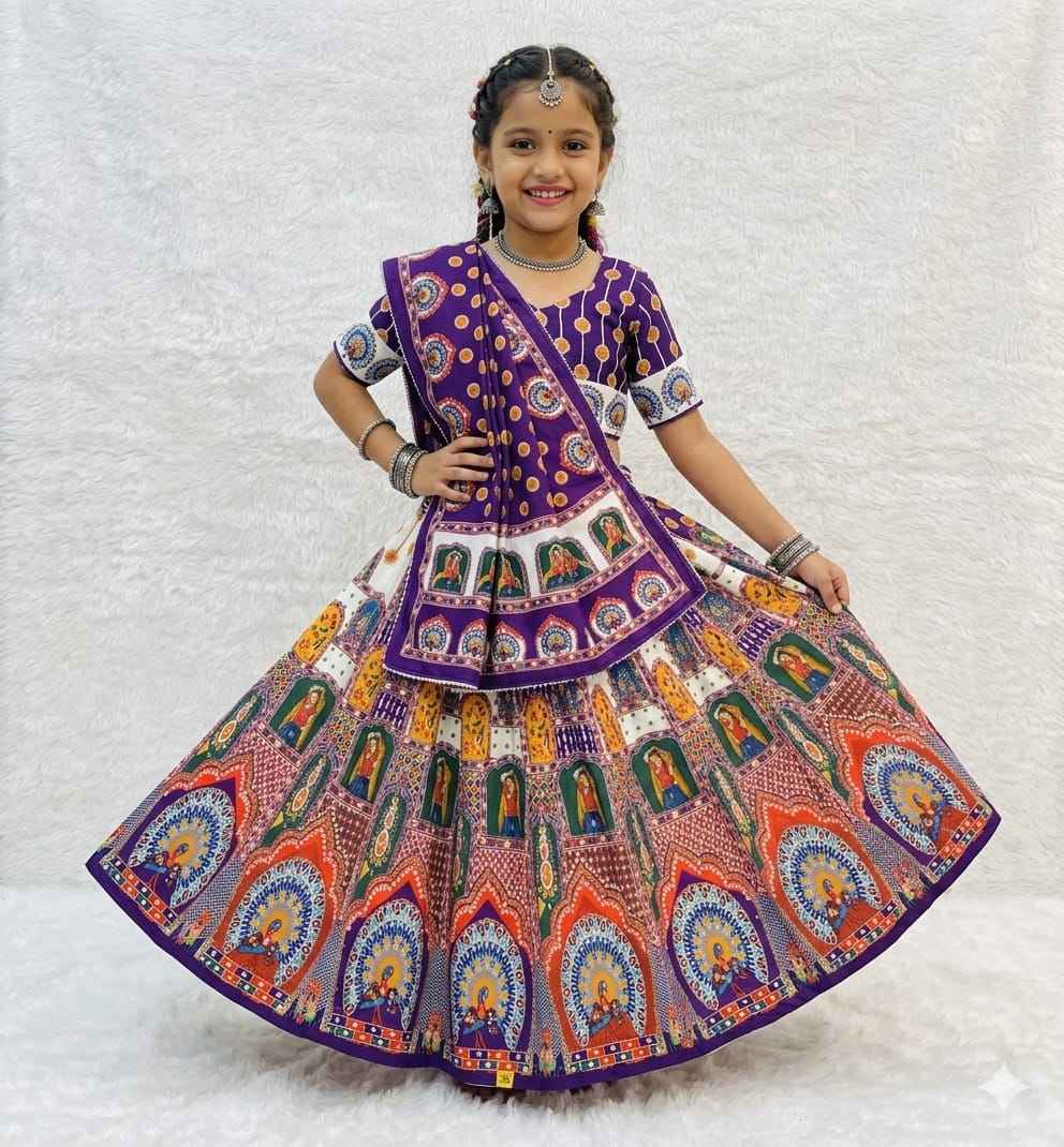 Purple Pure Heavy Silk Digital Printed Kid&