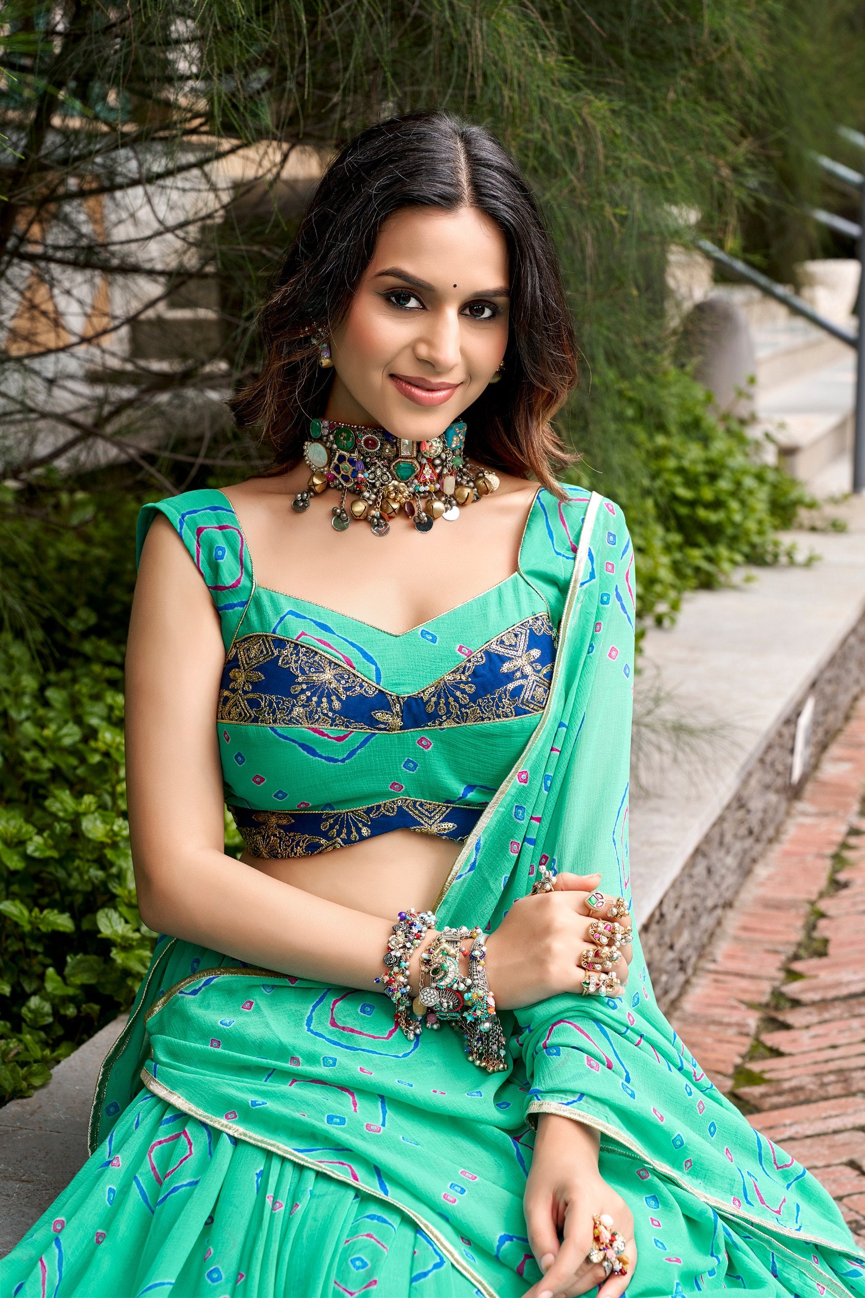 Aqua Pure Lightweight Bandhej Print Navratri Lehenga Choli