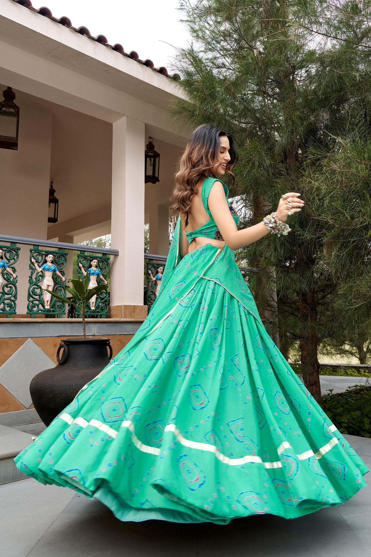 Aqua Pure Lightweight Bandhej Print Navratri Lehenga Choli