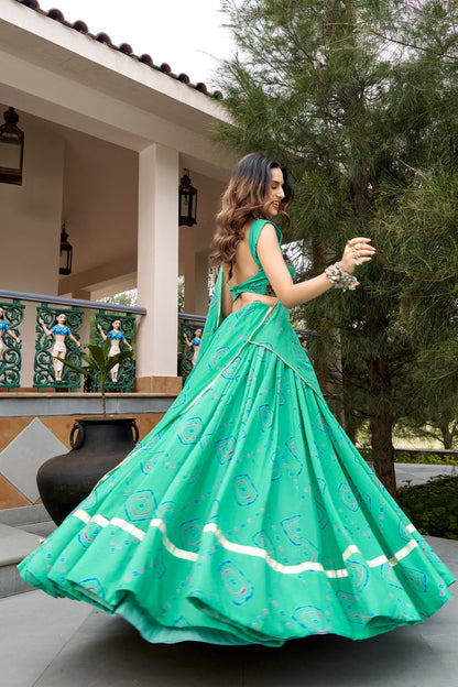 Aqua Pure Lightweight Bandhej Print Navratri Lehenga Choli