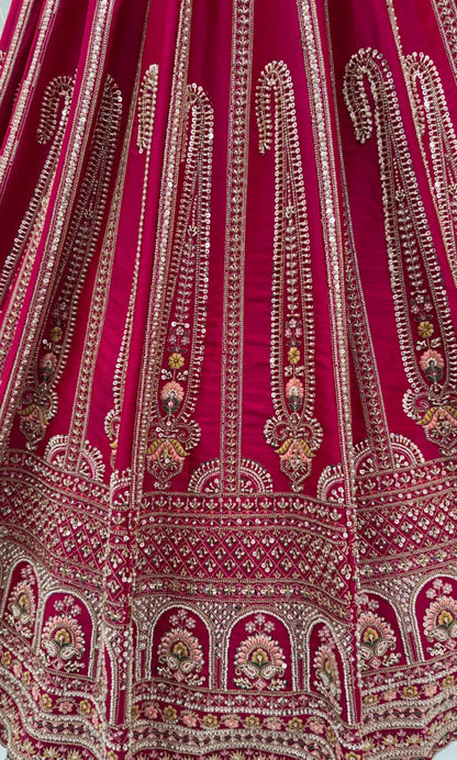 Pink Pure Sub Silk Premium Heavy Beads &amp; Motif Dori Embroidery Zari Sequins Hand Work Bridal Lehenga Choli