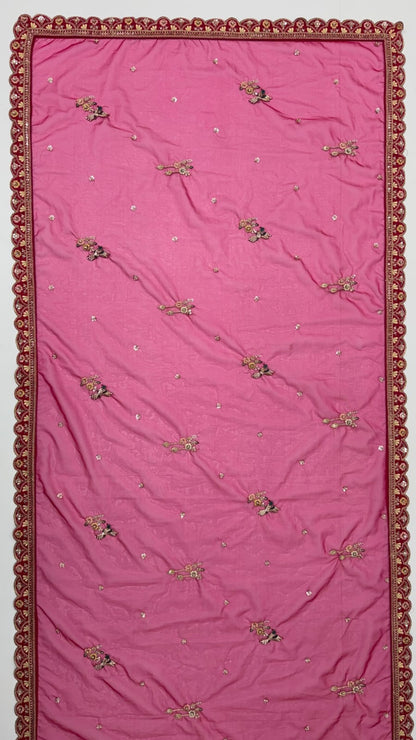 Pink Pure Sub Silk Premium Heavy Beads &amp; Motif Dori Embroidery Zari Sequins Hand Work Bridal Lehenga Choli