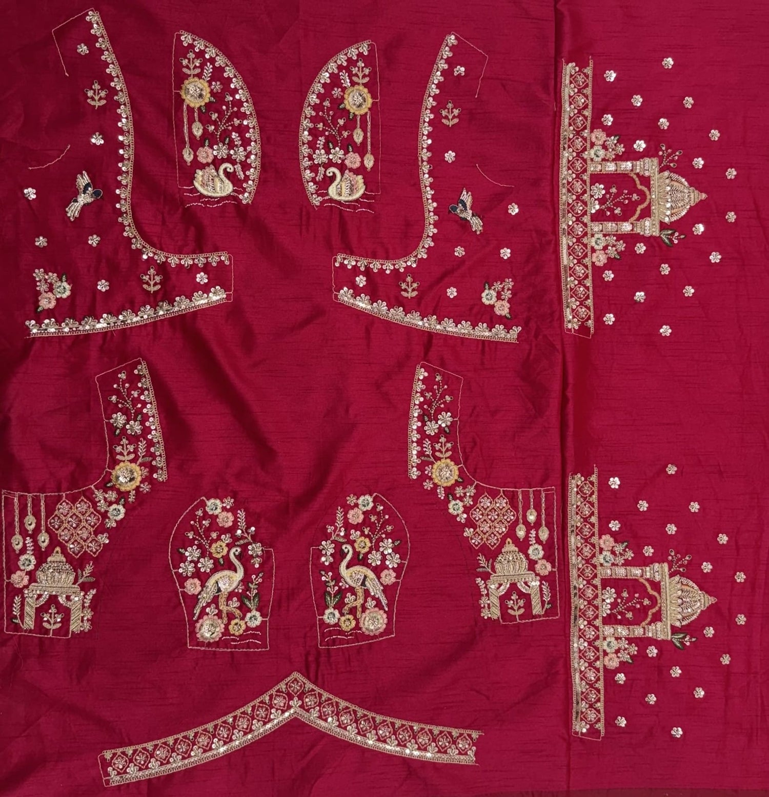 Pink Pure Sub Silk Premium Heavy Beads &amp; Motif Dori Embroidery Zari Sequins Hand Work Bridal Lehenga Choli
