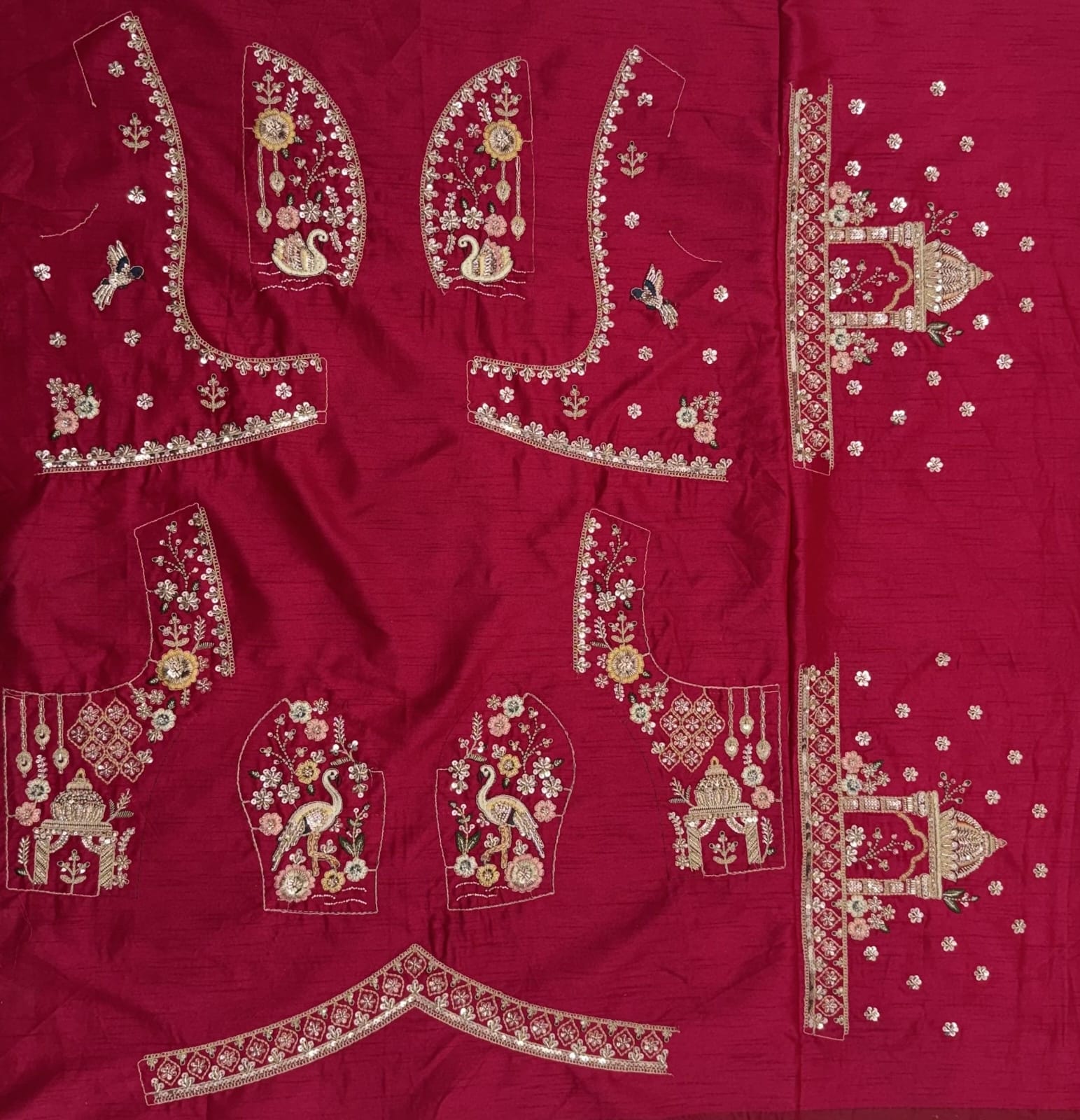 Pink Pure Sub Silk Premium Heavy Beads &amp; Motif Dori Embroidery Zari Sequins Hand Work Bridal Lehenga Choli