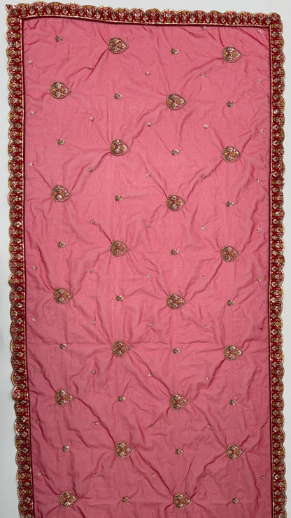 Red Pure Premium Silk Heavy Beads &amp; Motif Dori Embroidery Zari Sequins Hand Work Bridal Lehenga Choli