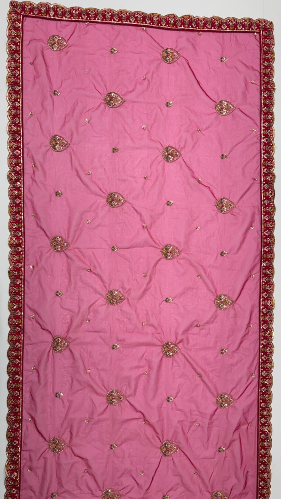 Pink Pure Premium Silk Heavy Beads &amp; Motif Dori Embroidery Zari Sequins Hand Work Bridal Lehenga Choli