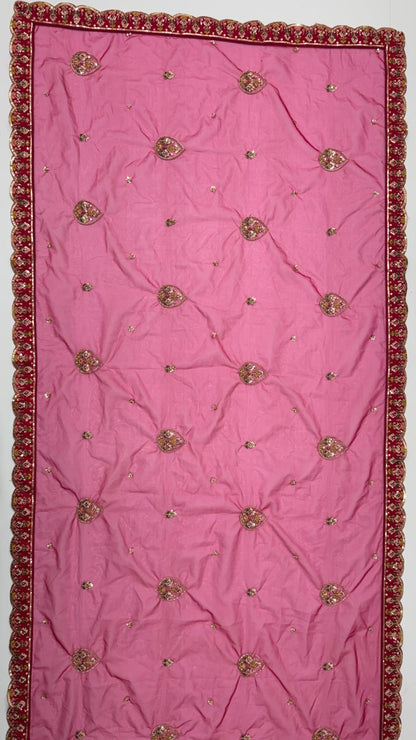 Pink Pure Premium Silk Heavy Beads &amp; Motif Dori Embroidery Zari Sequins Hand Work Bridal Lehenga Choli