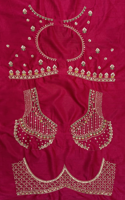 Pink Pure Premium Silk Heavy Beads &amp; Motif Dori Embroidery Zari Sequins Hand Work Bridal Lehenga Choli