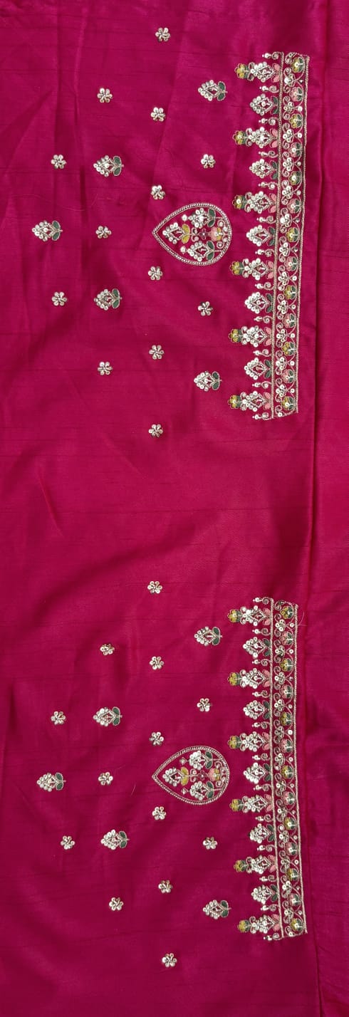 Pink Pure Premium Silk Heavy Beads &amp; Motif Dori Embroidery Zari Sequins Hand Work Bridal Lehenga Choli