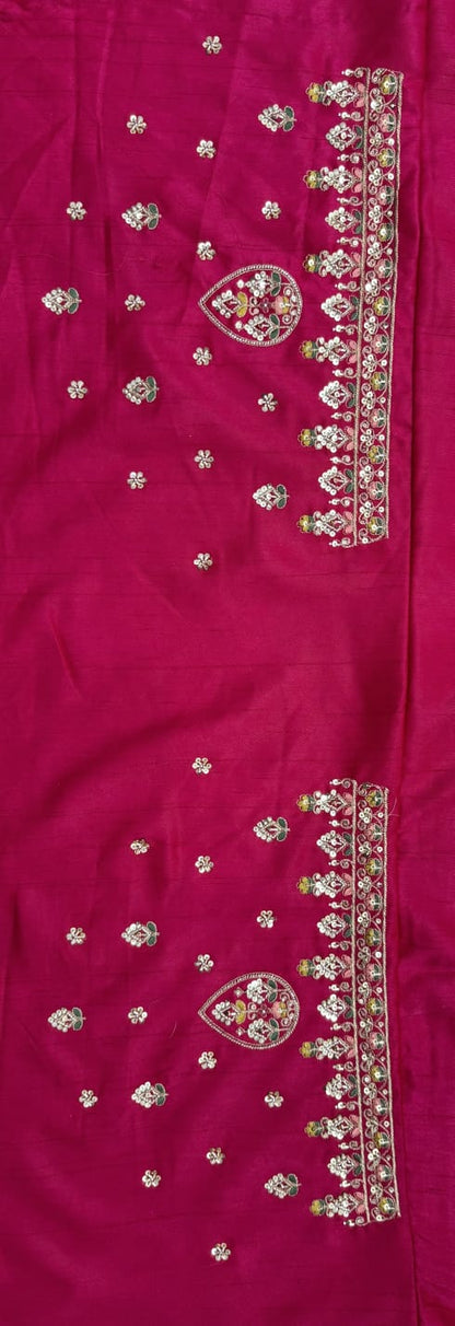 Pink Pure Premium Silk Heavy Beads &amp; Motif Dori Embroidery Zari Sequins Hand Work Bridal Lehenga Choli