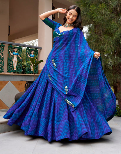 Blue Pure Silk Heavy Thread Embroidery Sequins Work Navratri Lehenga Choli