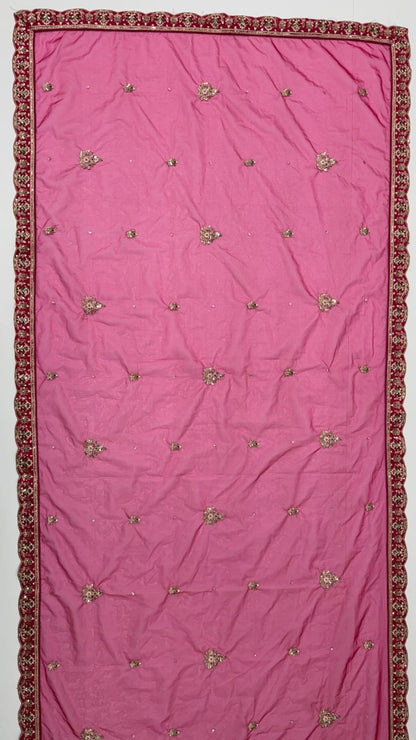 Pink Pure Premium Silk Heavy Beads &amp; Motif Dori Embroidery Zari Sequins Hand Work Bridal Lehenga Choli
