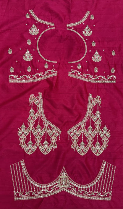 Pink Pure Premium Silk Heavy Beads &amp; Motif Dori Embroidery Zari Sequins Hand Work Bridal Lehenga Choli