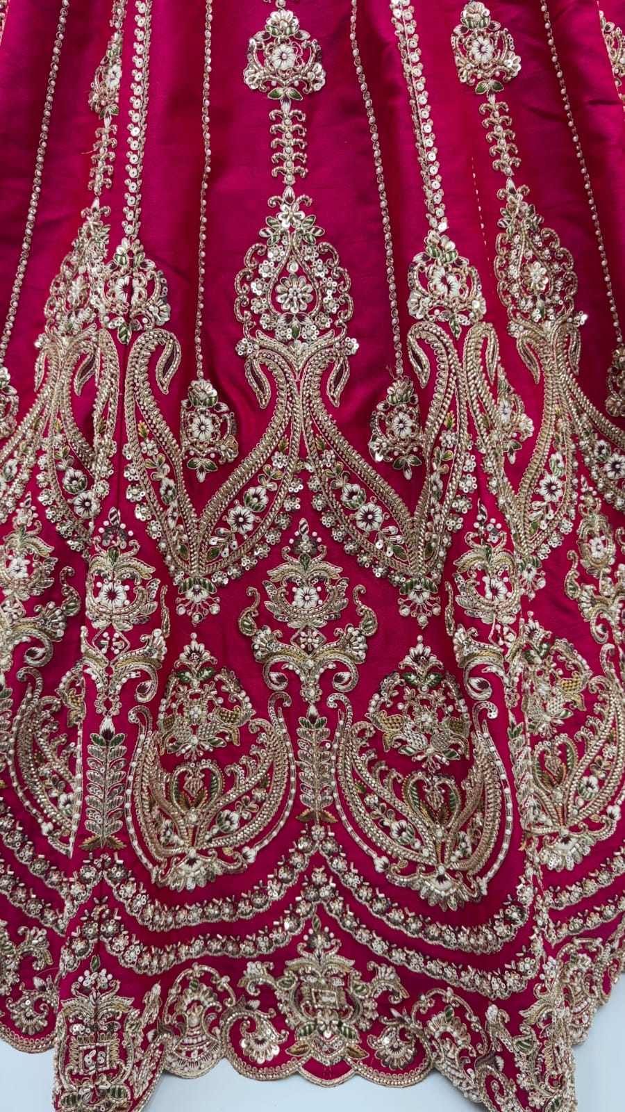 Pink Pure Premium Silk Heavy Beads &amp; Motif Dori Embroidery Zari Sequins Hand Work Bridal Lehenga Choli
