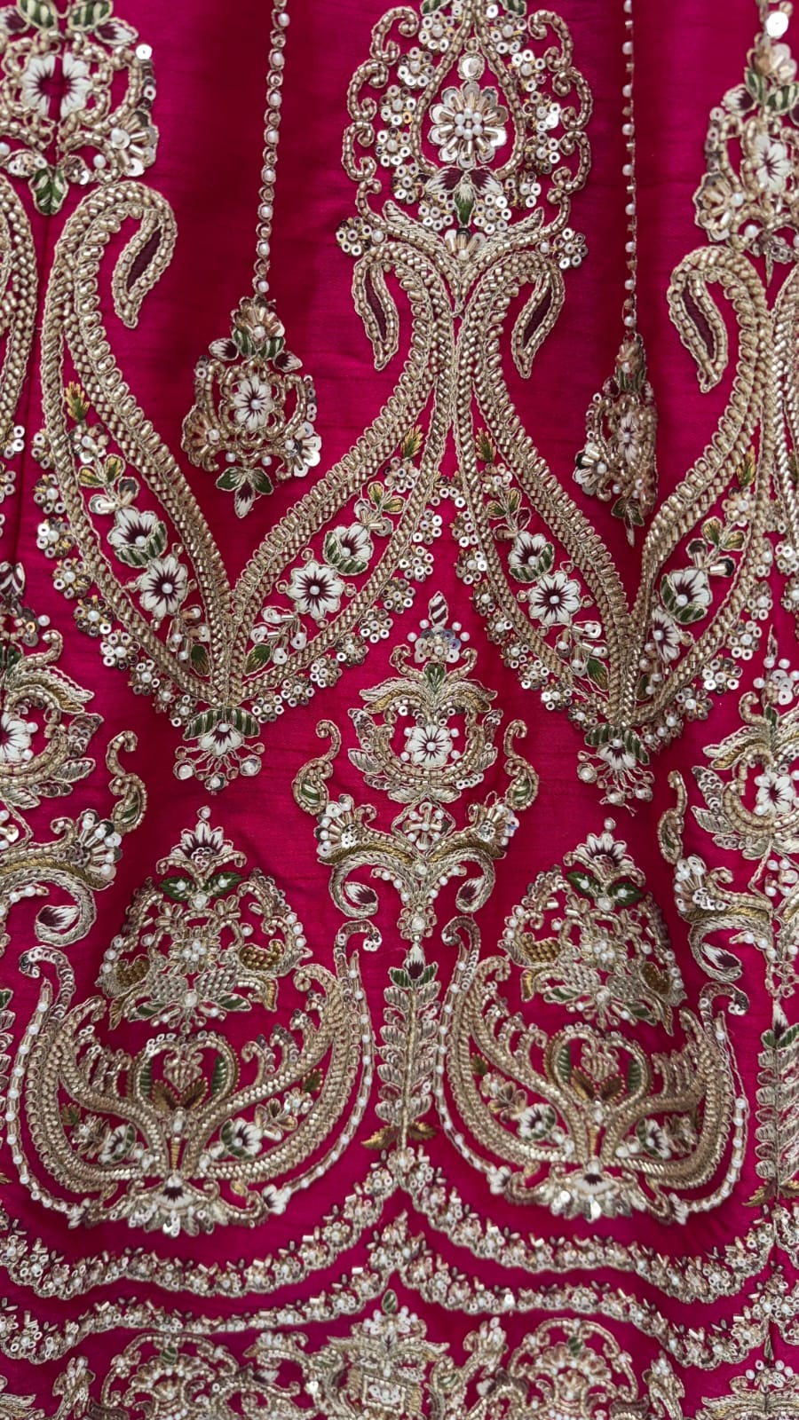 Pink Pure Premium Silk Heavy Beads &amp; Motif Dori Embroidery Zari Sequins Hand Work Bridal Lehenga Choli