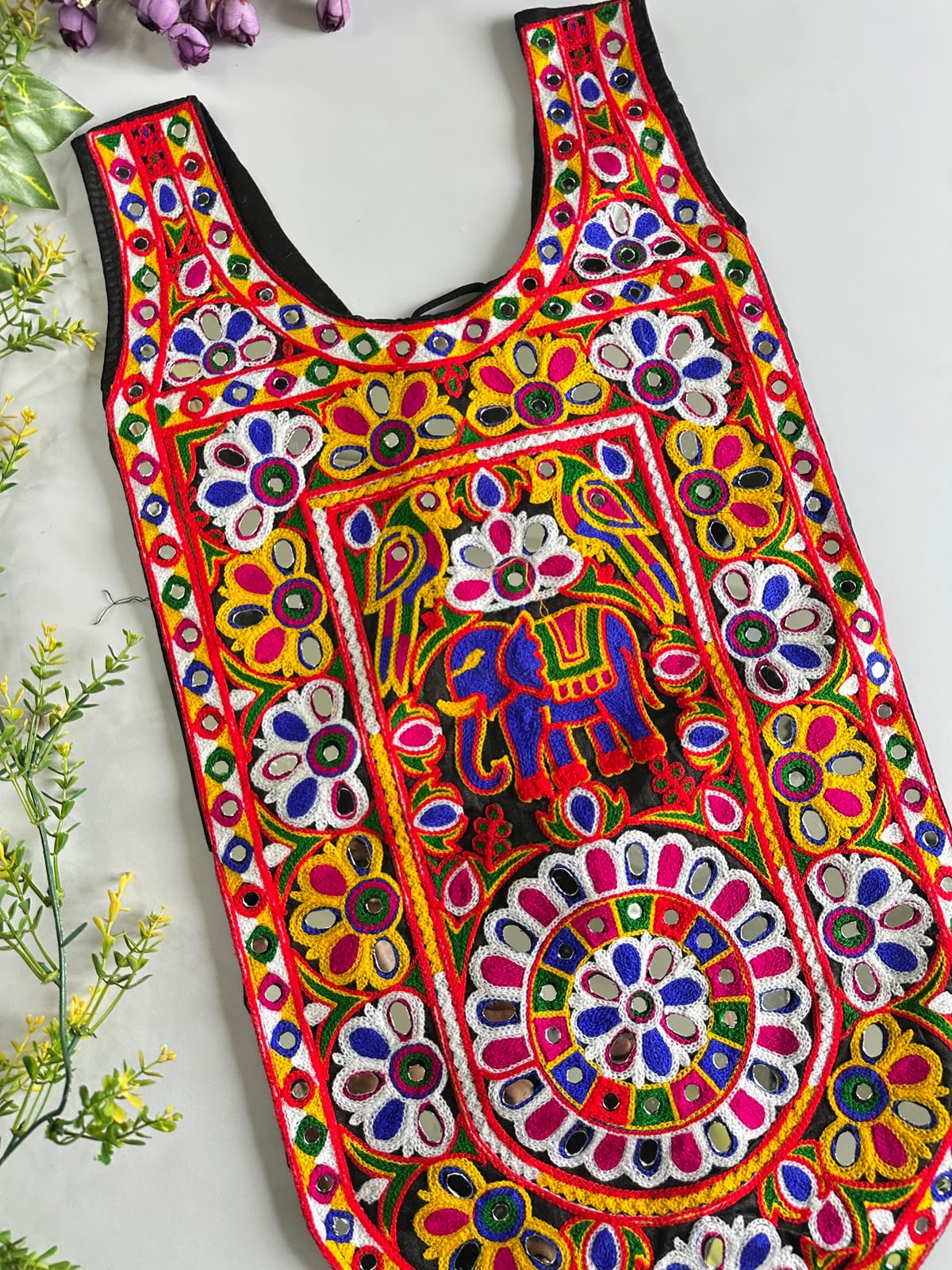 Multi Pure Megic Cotton Halter Neck Style Real Shell Work Navratri Blouse