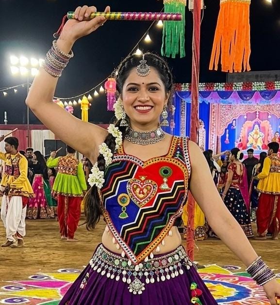 Multi Pure Megic Cotton Halter Neck Style Real Shell Work Navratri Blouse