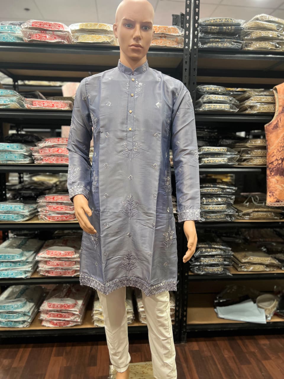 Lavender Pure Earth Silk Heavy Embroidery Sequins Work Kurta Pajama