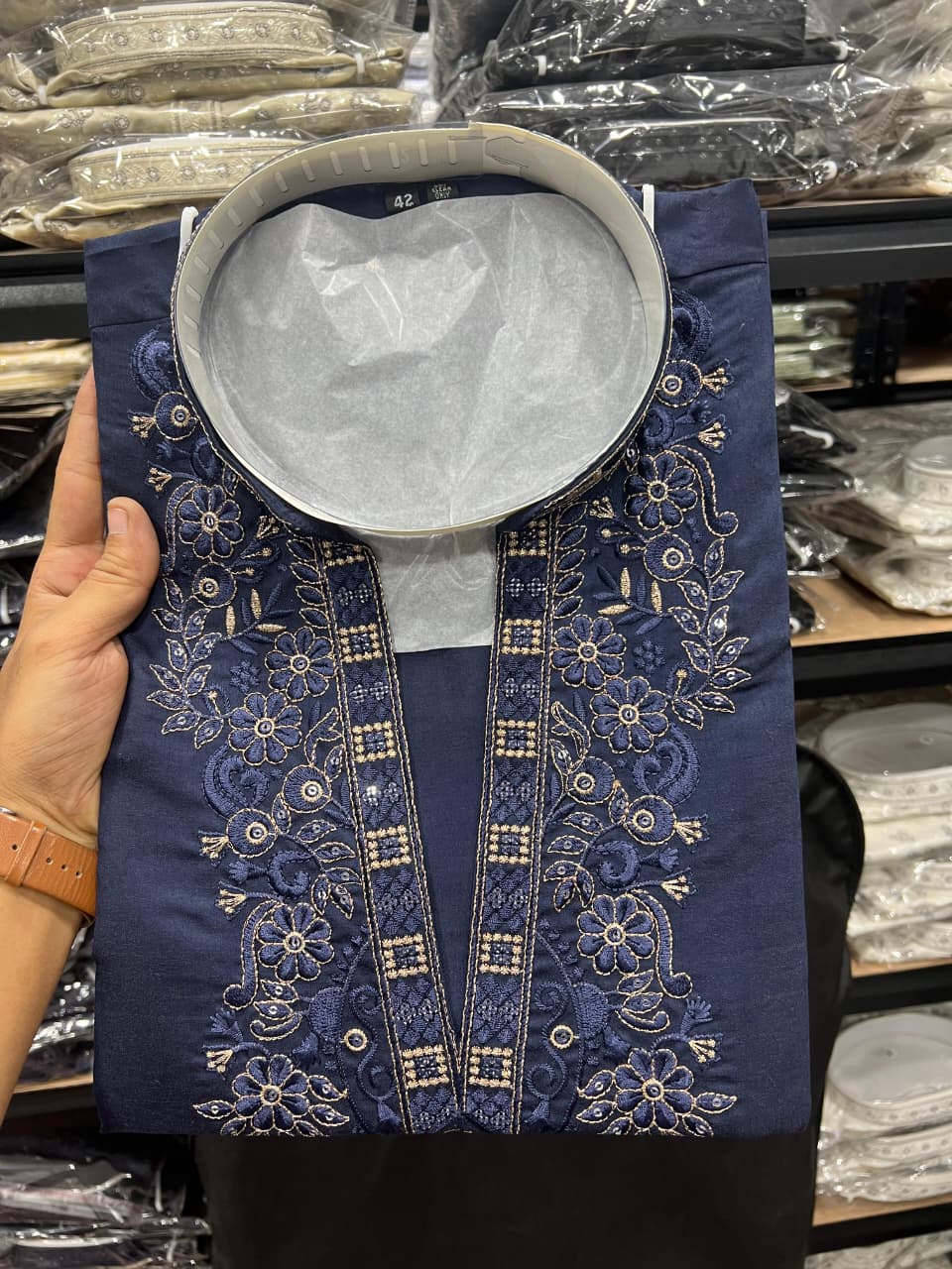 Blue Pure Star Silk Heavy Embroidery Sequins Work Kurta Pajama