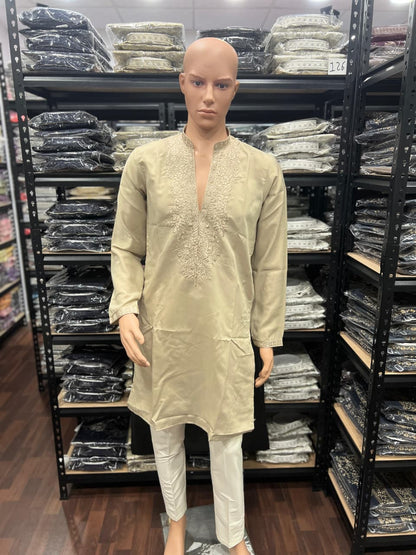 Brown Pure Star Silk Heavy Embroidery Sequins Work Kurta Pajama