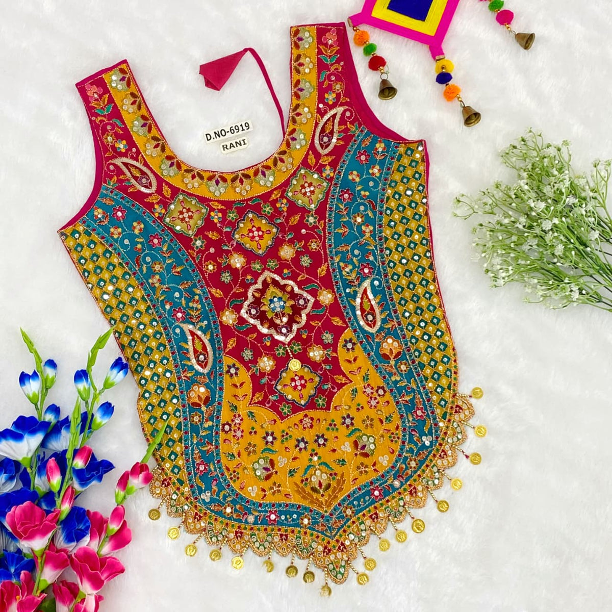 Rani Pure Cotton Heavy Stitching Premium Padding Work Navratri Top Style Blouse