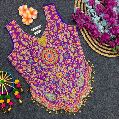 Purple Pure Cotton Heavy Stitching Premium Padding Work Navratri Top Style Blouse