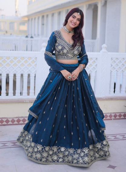 Rama Pure Fendy Silk With Pipe Beads &amp; Zari Embroidery Work Lehenga Choli