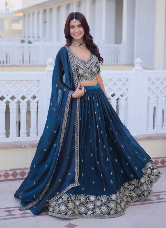 Rama Pure Fendy Silk With Pipe Beads &amp; Zari Embroidery Work Lehenga Choli