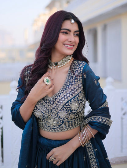 Rama Pure Fendy Silk With Pipe Beads &amp; Zari Embroidery Work Lehenga Choli