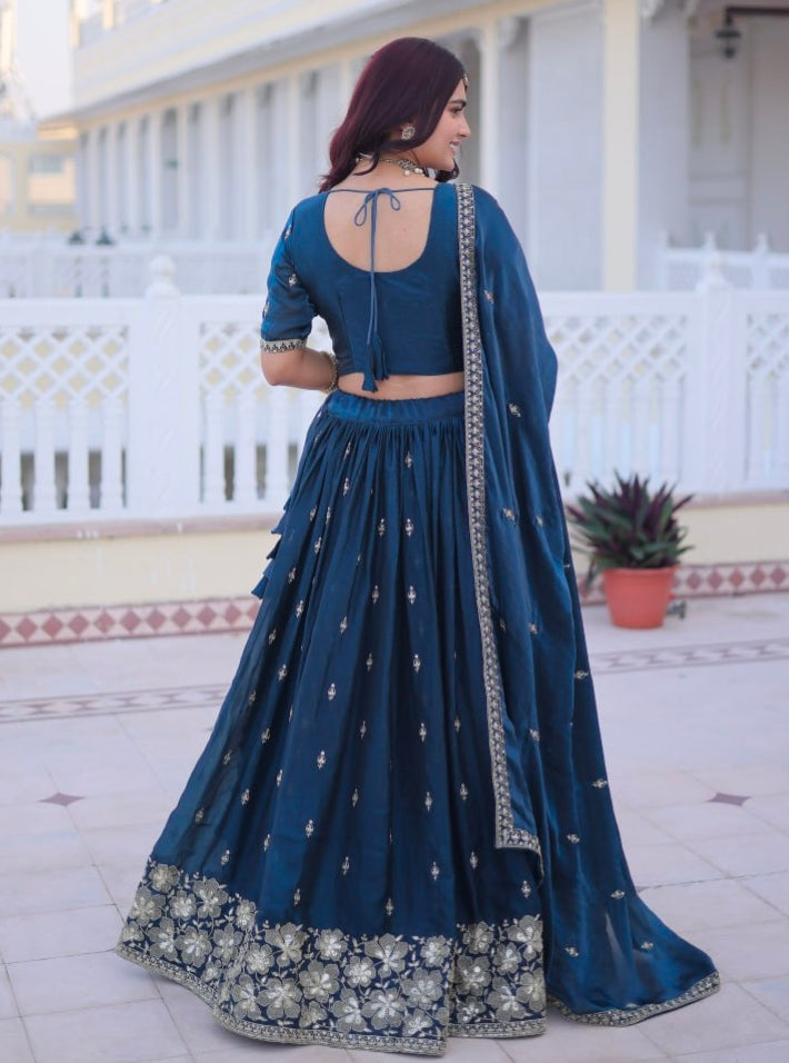 Rama Pure Fendy Silk With Pipe Beads &amp; Zari Embroidery Work Lehenga Choli