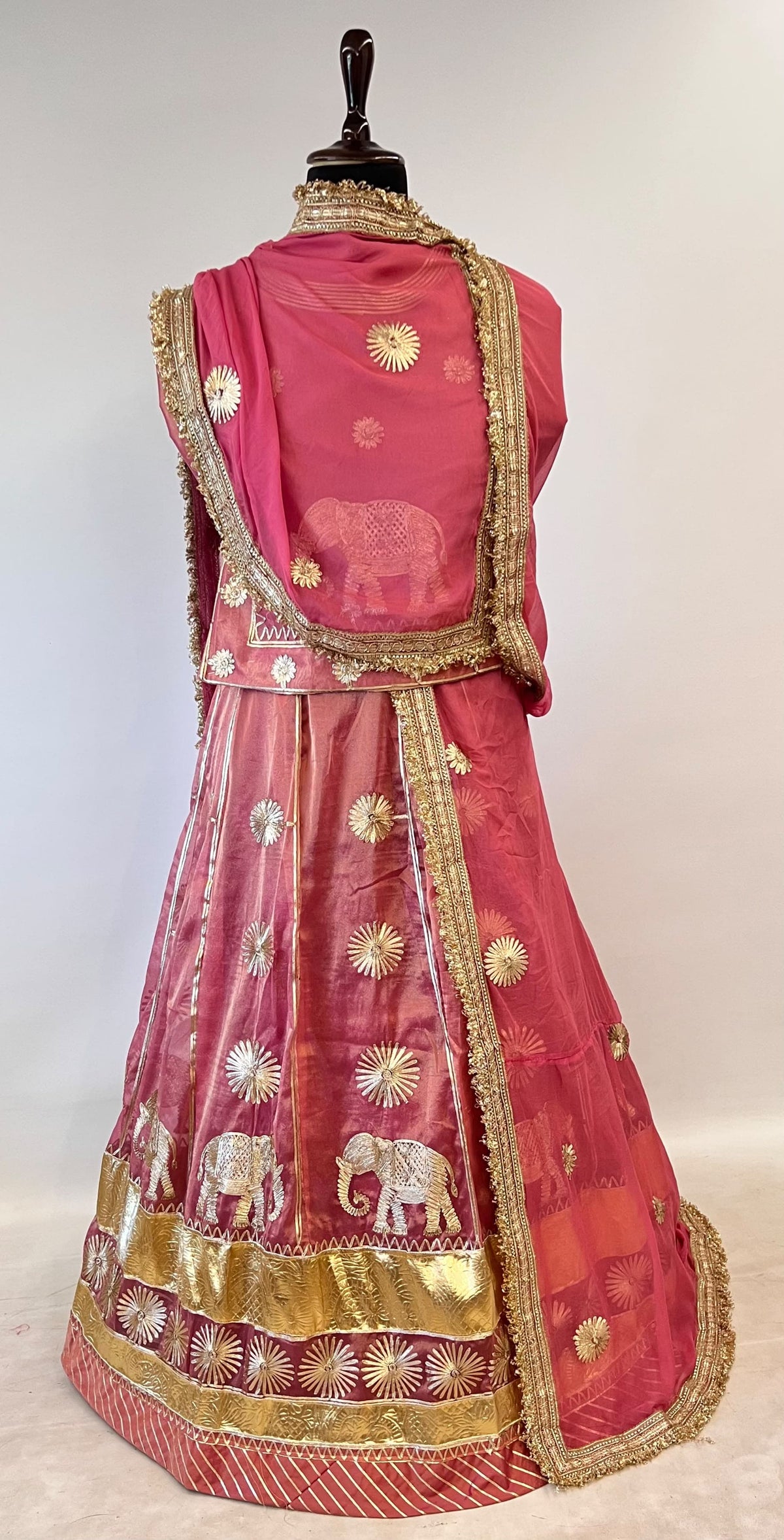 Rani Pure Gold Crush 05 Mtr Flair Lehariya Chunni Rajasthani Rajputi Lehenga Choli