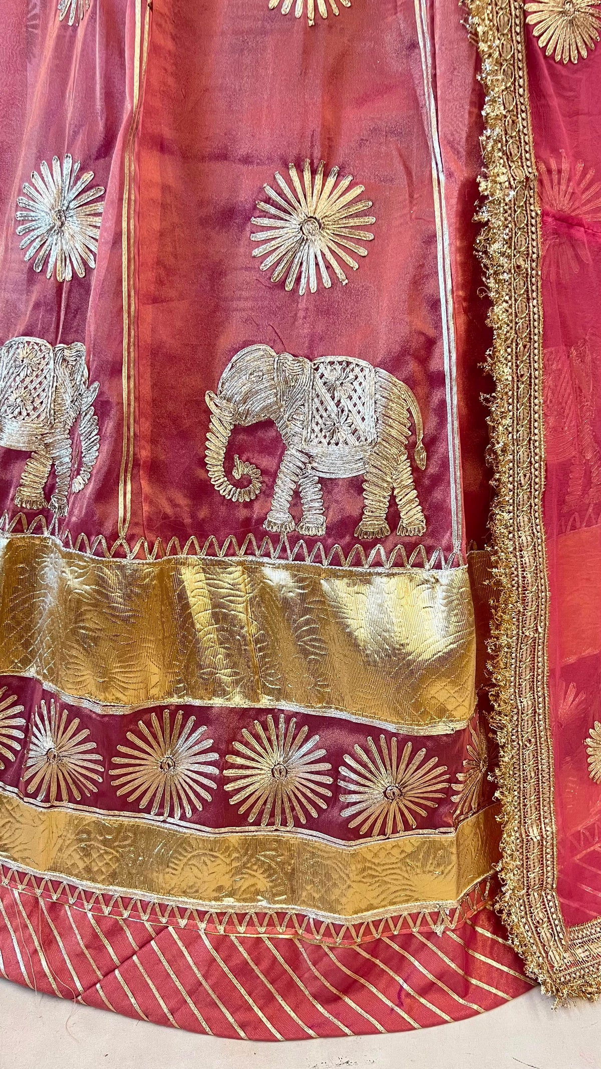 Rani Pure Gold Crush 05 Mtr Flair Lehariya Chunni Rajasthani Rajputi Lehenga Choli