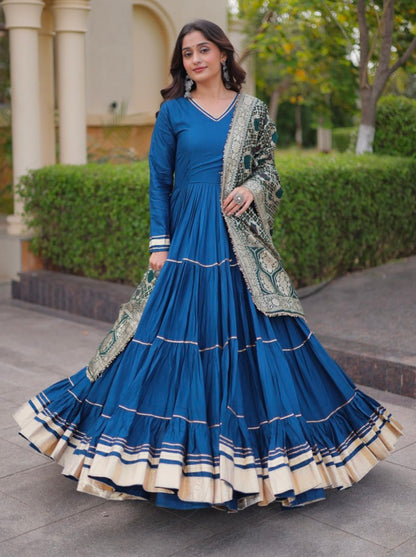Rama Pure Reyon Cotton Gotta Patti Lace Work Anarkali Long Gown