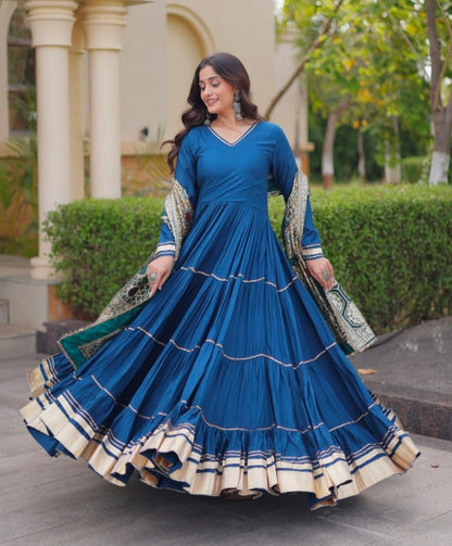 Rama Pure Reyon Cotton Gotta Patti Lace Work Anarkali Long Gown