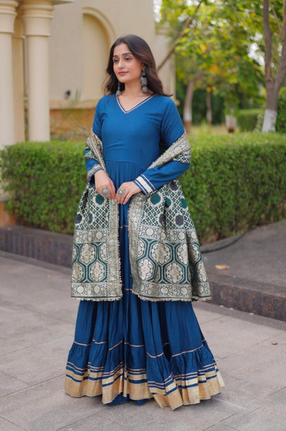 Rama Pure Reyon Cotton Gotta Patti Lace Work Anarkali Long Gown