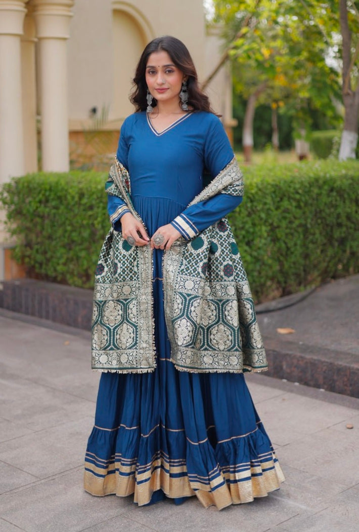 Rama Pure Reyon Cotton Gotta Patti Lace Work Anarkali Long Gown
