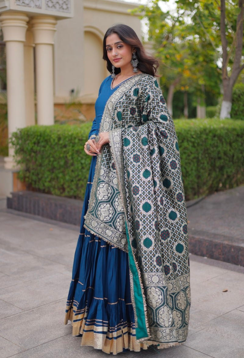 Rama Pure Reyon Cotton Gotta Patti Lace Work Anarkali Long Gown