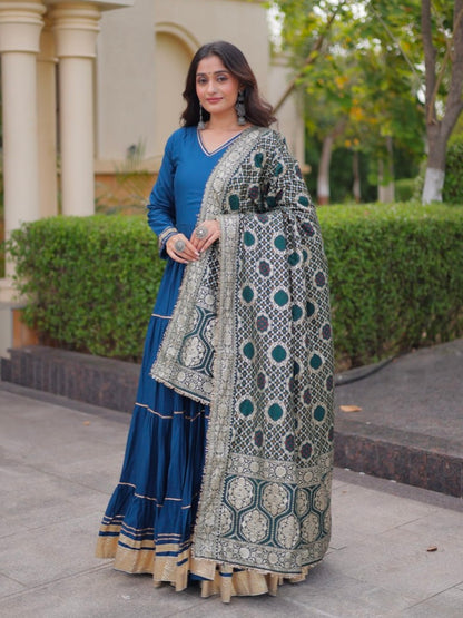 Rama Pure Reyon Cotton Gotta Patti Lace Work Anarkali Long Gown