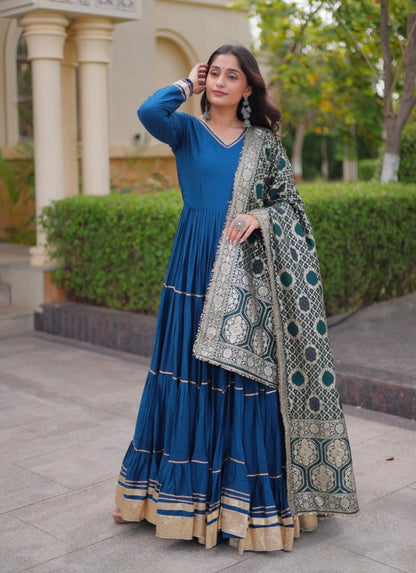 Rama Pure Reyon Cotton Gotta Patti Lace Work Anarkali Long Gown