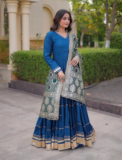 Rama Pure Reyon Cotton Gotta Patti Lace Work Anarkali Long Gown