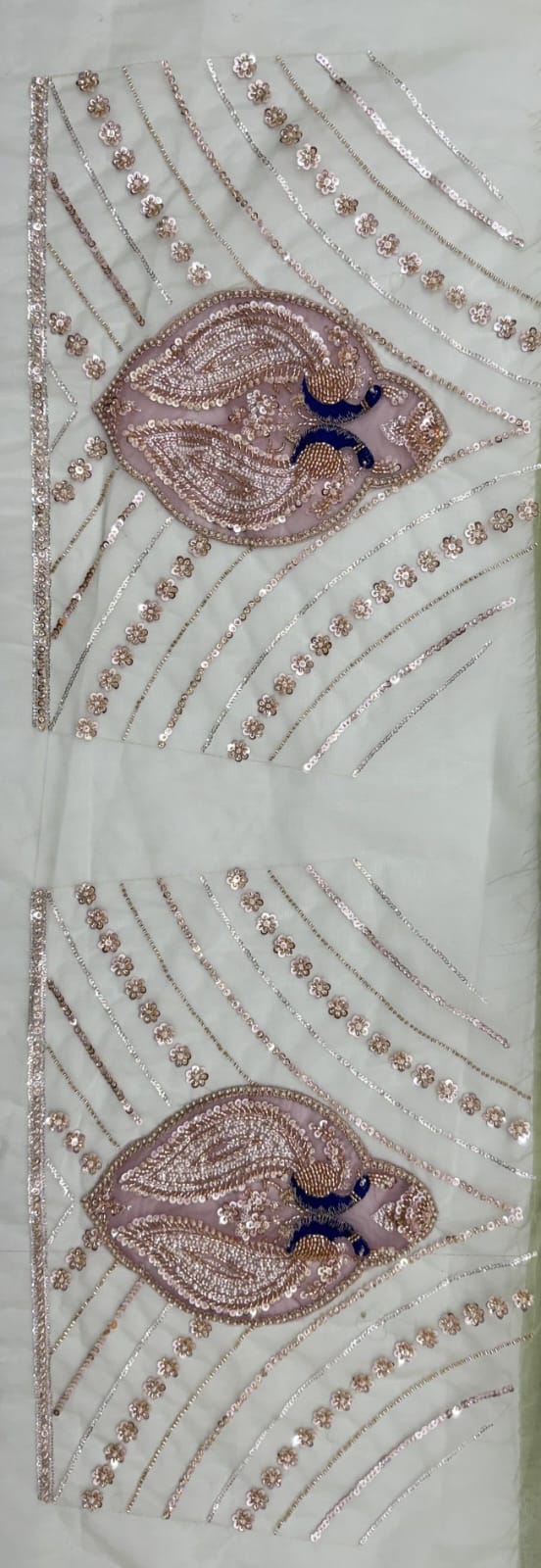 Pista Pure Heavy Net Motif Handwork Zari Sequins Work Bridal Lehenga Choli
