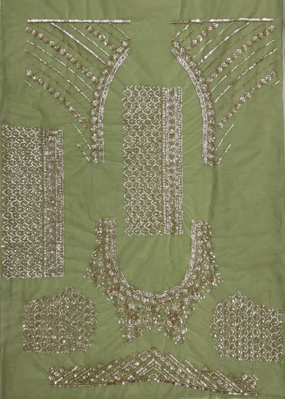 Pista Pure Heavy Net Motif Handwork Zari Sequins Work Bridal Lehenga Choli