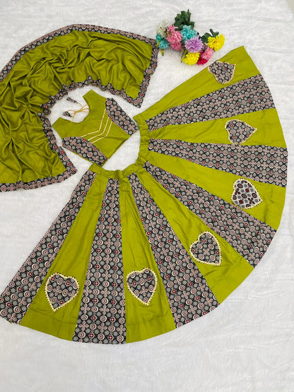 Parrot Pure Roman Cotton Silk Ajrakh Print Kid&