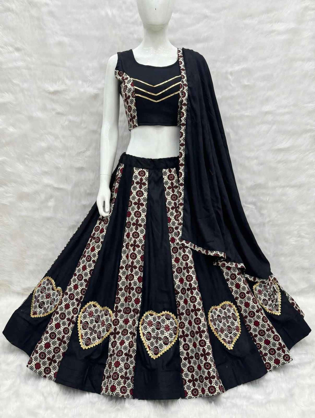 Black Pure Roman Cotton Silk Ajrakh Print Kid&