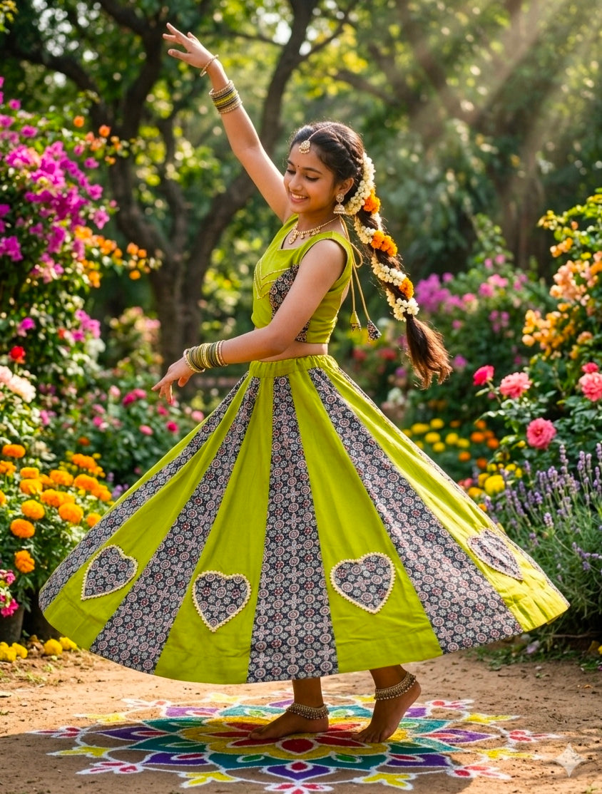 Parrot Pure Roman Cotton Silk Ajrakh Print Kid&