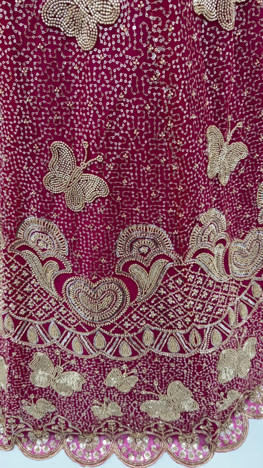 Rani Pure Heavy Net Motif Handwork Zari Sequins Work Bridal Lehenga Choli