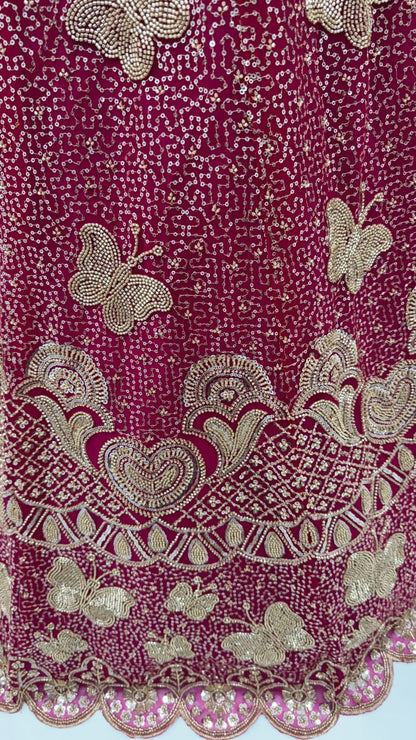 Rani Pure Heavy Net Motif Handwork Zari Sequins Work Bridal Lehenga Choli