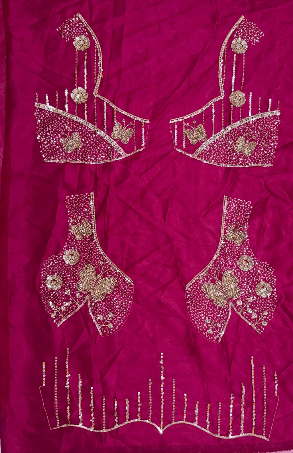 Rani Pure Heavy Net Motif Handwork Zari Sequins Work Bridal Lehenga Choli