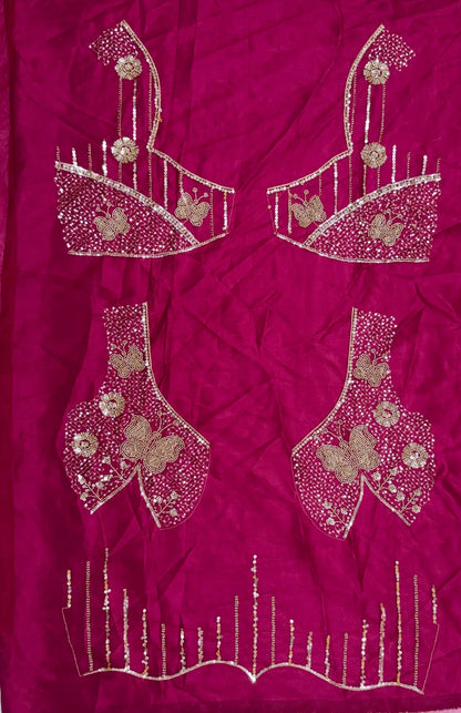 Rani Pure Heavy Net Motif Handwork Zari Sequins Work Bridal Lehenga Choli